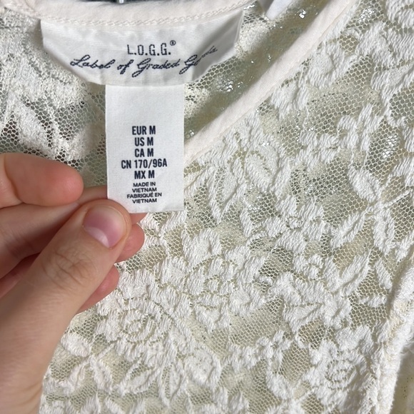 H&M (label of graded goods) Cream Floral Lace Short Sleeve Blouse Size M - Picture 3 of 6